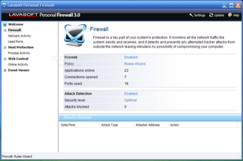 Lavasoft Personal Firewall screenshot