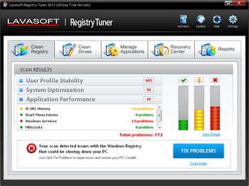Lavasoft Registry Tuner 2013 screenshot 2
