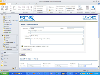 Lawdex SDX Encryption Plugin for Outlook 2010 screenshot