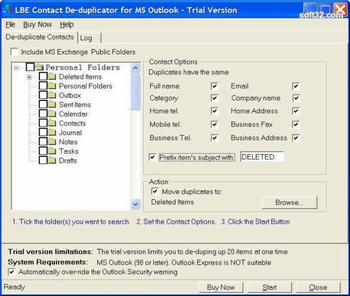 LBE Contact Deduplicator for MS Outlook screenshot 2