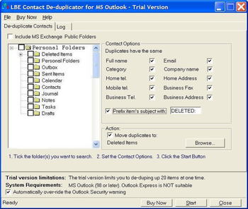 LBE Contact Deduplicator for MS Outlook screenshot 3