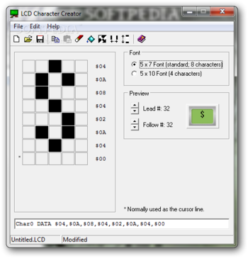 LCD Character Creator screenshot