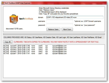 LDAP User Scanner screenshot 2