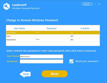 Leadersoft Windows Password Recovery screenshot