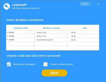 Leadersoft Windows Password Recovery screenshot 2