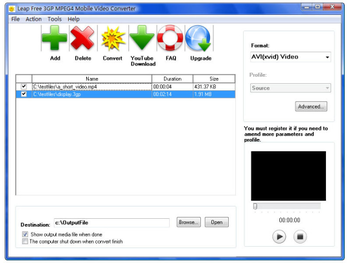 Leap Free 3GP MPEG4 Mobile Video screenshot