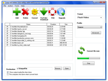 Leap Free AVI WMV DVD MPEG MP4 MOV to FLV Converter screenshot