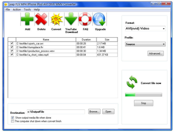 Leap Free FLV MP4 iPhone iPod AVI DIVX WMV Converter screenshot