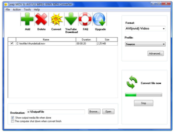 Leap Free MOV to AVI FLV MPEG WMV MP4 Converter screenshot