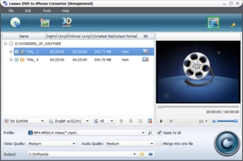 Leawo DVD to iPhone Converter screenshot