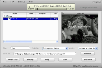Lenogo DVD Movie to 3GP Converter screenshot 2