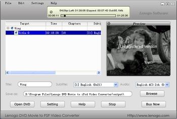 Lenogo DVD Movie to PSP Video Converter screenshot 3