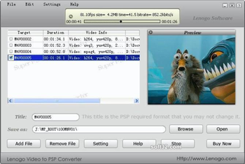 Lenogo Video to PSP Converter screenshot 2