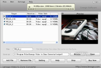 Lenogo Video to Zune Converter screenshot 3
