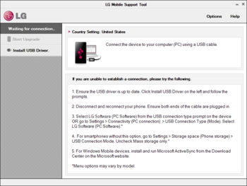 LG Mobile Support Tool screenshot