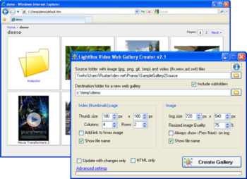 LightBox Video Web Gallery Creator screenshot