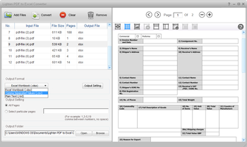 Lighten PDF to Excel Converter screenshot