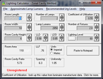 Lighting Level Calculator screenshot