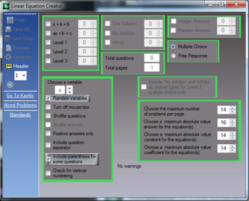 Linear Equation Generator screenshot