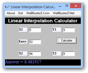 Linear Interpolation Calculator screenshot