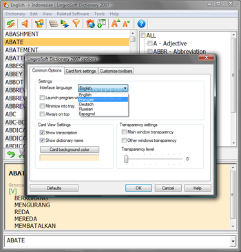 LingvoSoft Dictionary 2007 English - Indonesian screenshot 3