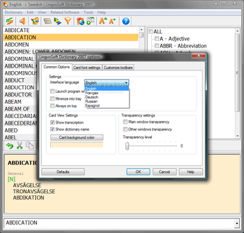 LingvoSoft Dictionary 2007 English - Swedish screenshot 3