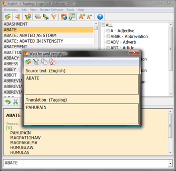 LingvoSoft Dictionary 2007 English - Tagalog screenshot 2