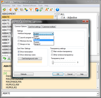 LingvoSoft Dictionary 2007 English - Tagalog screenshot 3