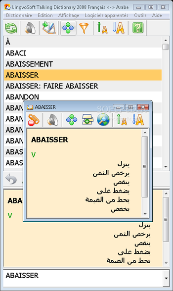 LingvoSoft Talking Dictionary 2008 French - Arabic screenshot 2
