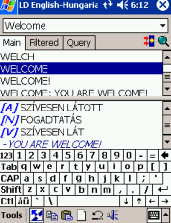 LingvoSoft Talking Dictionary English <-> Hungarian for Pocket PC screenshot 2