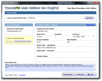 Link Builder for PayPal screenshot