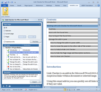 Link Checker for Microsoft Word screenshot