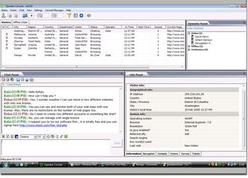 Live chat software screenshot