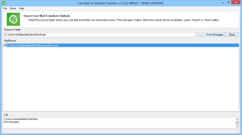Live Mail to Outlook Transfer screenshot