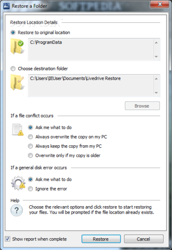 Livedrive Restore screenshot 2