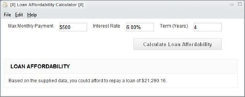 Loan Affordability Calculator screenshot