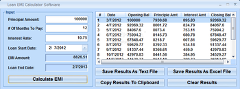 Loan EMI Calculator Software screenshot