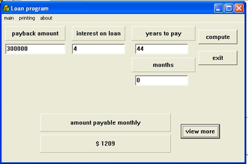 Loan program screenshot