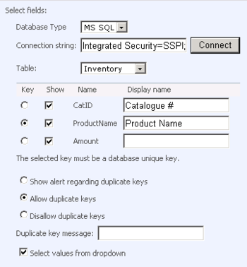 LOB Item Link Field screenshot
