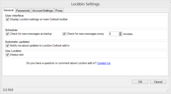 Lockbin Add-in for Outlook screenshot