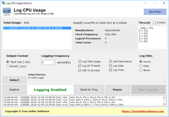 Log CPU Usage screenshot