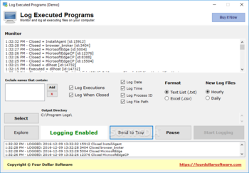 Log Executed Programs screenshot