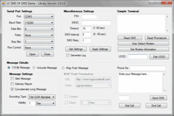 Logiccode GSM SMS .Net Library screenshot