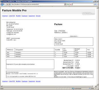 Logiciel Facture Modele Pro screenshot 3
