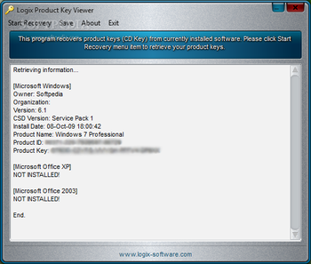 Logix Product Key Viewer screenshot