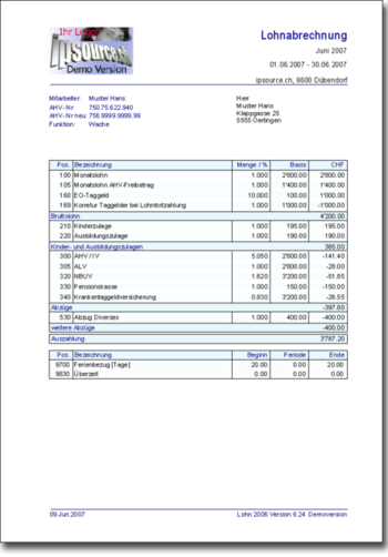 Lohnabrechnung Lohn 2009 screenshot 2