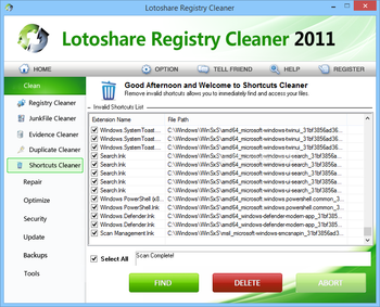 Lotoshare Registry Cleaner screenshot 6