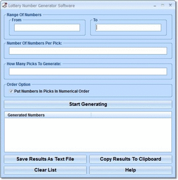 Lottery Number Generator Software screenshot