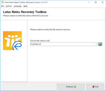 Lotus Notes Repair Toolbox screenshot