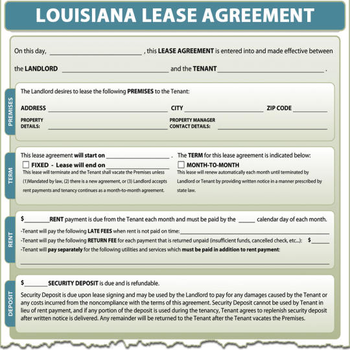 Louisiana Lease Agreement screenshot